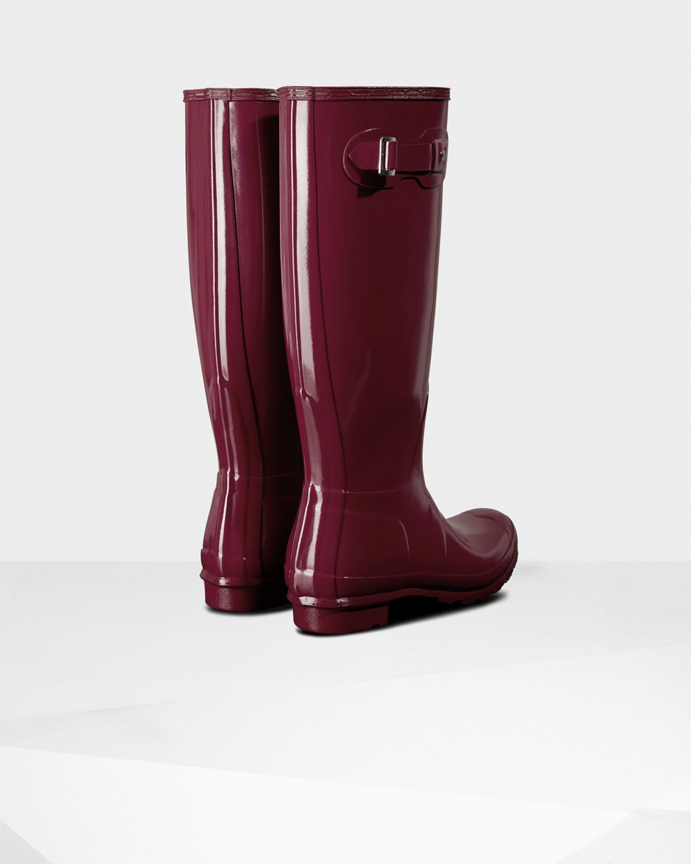 Womens Hunter Original Gloss - Tall Rain Boots Claret/Red - 9785-VQDPT